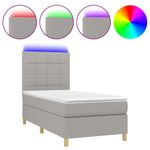 Casa si Gradina - Mobilier - Paturi si accesorii - Paturi - Pat cu arcuri, saltea si LED, gri deschis, 90x190 cm, textil - Infinity.ro