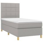 Casa si Gradina - Mobilier - Paturi si accesorii - Paturi - Pat cu arcuri, saltea si LED, gri deschis, 90x190 cm, textil - Infinity.ro