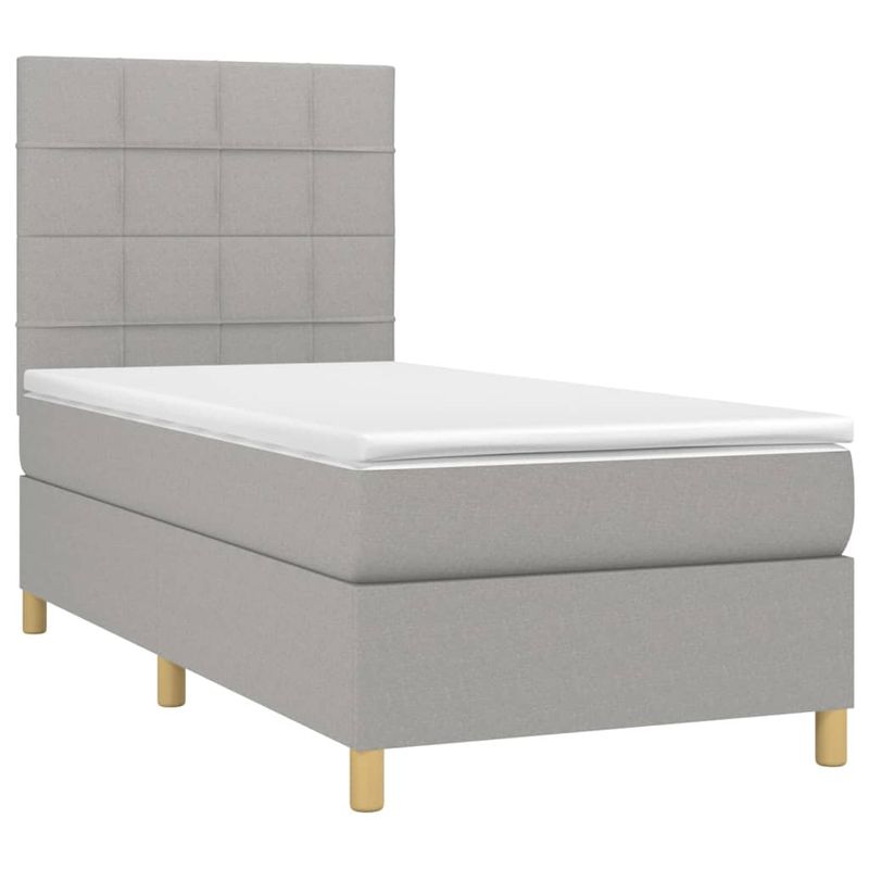 Casa si Gradina - Mobilier - Paturi si accesorii - Paturi - Pat cu arcuri, saltea si LED, gri deschis, 90x190 cm, textil - Infinity.ro