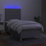 Casa si Gradina - Mobilier - Paturi si accesorii - Paturi - Pat cu arcuri, saltea si LED, gri deschis, 90x190 cm, textil - Infinity.ro