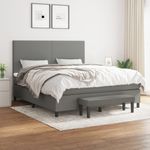 Casa si Gradina - Mobilier - Paturi si accesorii - Paturi - Pat continental cu saltea, gri inchis, 160x200 cm, tesatura - Infinity.ro