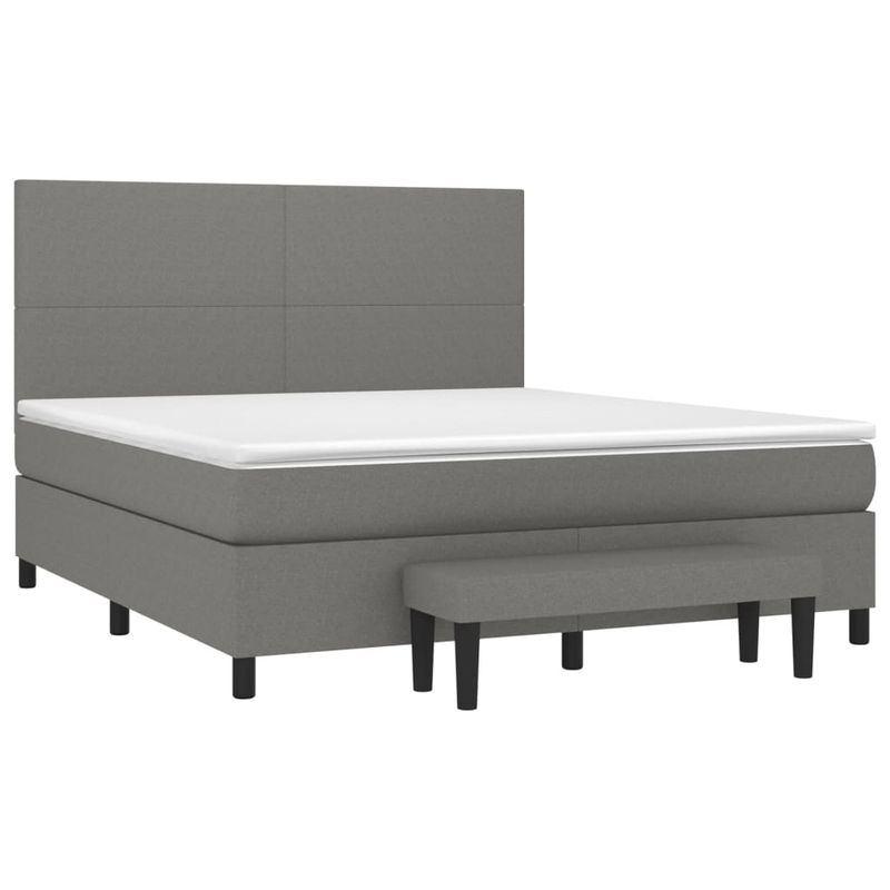 Casa si Gradina - Mobilier - Paturi si accesorii - Paturi - Pat continental cu saltea, gri inchis, 160x200 cm, tesatura - Infinity.ro