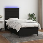 Casa si Gradina - Mobilier - Paturi si accesorii - Paturi - Pat cu arcuri, saltea si LED, negru, 90x190 cm, textil - Infinity.ro