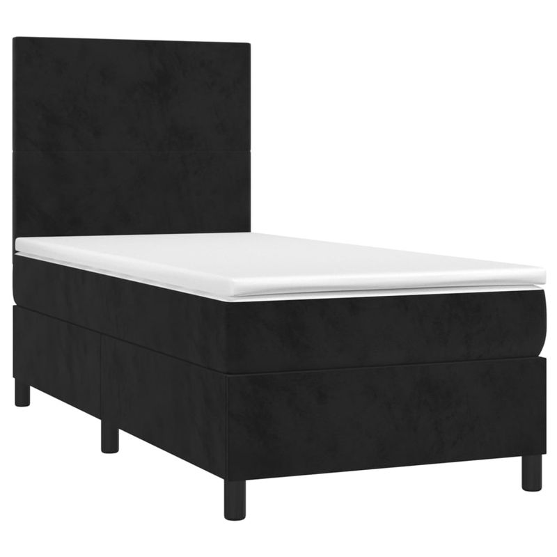 Casa si Gradina - Mobilier - Paturi si accesorii - Paturi - Pat cu arcuri, saltea si LED, negru, 90x190 cm, catifea - Infinity.ro