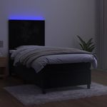 Casa si Gradina - Mobilier - Paturi si accesorii - Paturi - Pat cu arcuri, saltea si LED, negru, 90x190 cm, catifea - Infinity.ro
