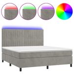 Casa si Gradina - Mobilier - Paturi si accesorii - Paturi - Pat cu arcuri, saltea si LED, gri deschis, 160x200 cm, catifea - Infinity.ro