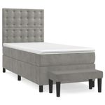 Casa si Gradina - Mobilier - Paturi si accesorii - Paturi - Pat box spring cu saltea, gri deschis, 90x190 cm, catifea - Infinity.ro