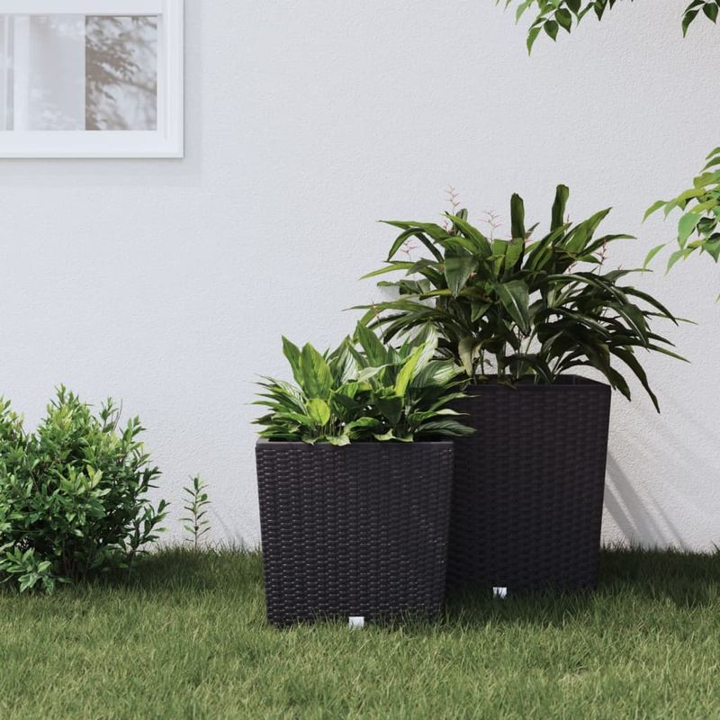 Casa si Gradina - Gradinarit si plante - Plante si ghivece - Ghivece si suporturi - Jardiniera cu interior detasabil, antracit, 21 / 32 L, PP ratan - Infinity.ro