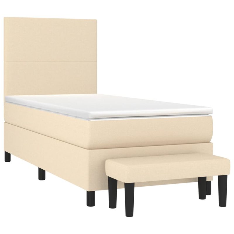 Casa si Gradina - Mobilier - Paturi si accesorii - Paturi - Pat box spring cu saltea, crem, 80x200 cm, textil - Infinity.ro