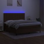 Casa si Gradina - Mobilier - Paturi si accesorii - Paturi - Pat cu arcuri, saltea si LED, maro inchis, 160x200 cm, textil - Infinity.ro