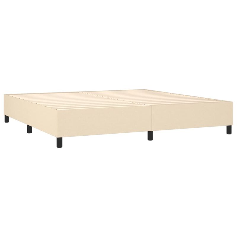 Casa si Gradina - Mobilier - Paturi si accesorii - Paturi - Pat cu arcuri, saltea si LED, crem, 200x200 cm, textil - Infinity.ro