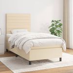 Casa si Gradina - Mobilier - Paturi si accesorii - Paturi - Pat box spring cu saltea, crem, 80x200 cm, textil - Infinity.ro