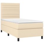 Casa si Gradina - Mobilier - Paturi si accesorii - Paturi - Pat box spring cu saltea, crem, 80x200 cm, textil - Infinity.ro