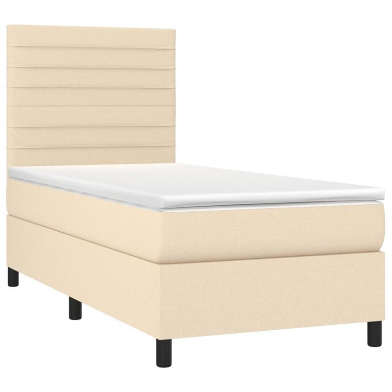 Casa si Gradina - Mobilier - Paturi si accesorii - Paturi - Pat box spring cu saltea, crem, 80x200 cm, textil - Infinity.ro