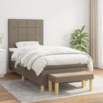Casa si Gradina - Mobilier - Paturi si accesorii - Paturi - Pat box spring cu saltea, gri taupe, 80x200 cm, textil - Infinity.ro