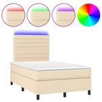 Casa si Gradina - Mobilier - Paturi si accesorii - Paturi - Pat cu arcuri, saltea si LED, crem, 120x200 cm, textil - Infinity.ro