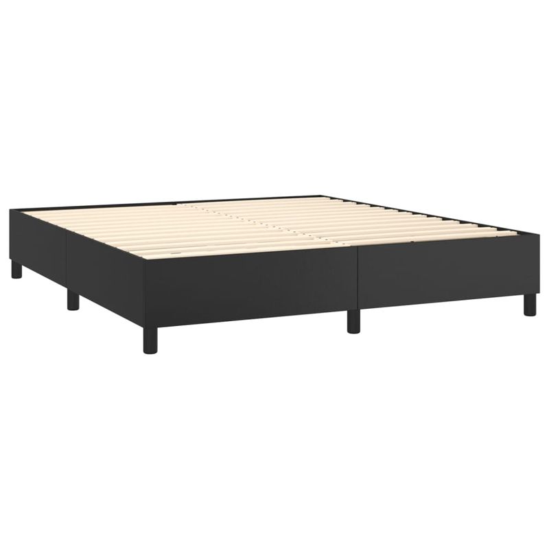 Casa si Gradina - Mobilier - Paturi si accesorii - Paturi - Pat box spring cu saltea, negru, 180x200 cm, piele ecologica - Infinity.ro
