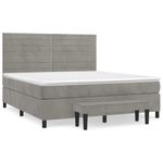 Casa si Gradina - Mobilier - Paturi si accesorii - Paturi - Pat box spring cu saltea, gri deschis, 160x200 cm, catifea - Infinity.ro