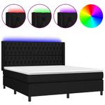 Casa si Gradina - Mobilier - Paturi si accesorii - Paturi - Pat cu arcuri, saltea si LED, negru, 160x200 cm, textil - Infinity.ro