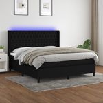 Casa si Gradina - Mobilier - Paturi si accesorii - Paturi - Pat cu arcuri, saltea si LED, negru, 160x200 cm, textil - Infinity.ro
