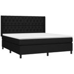 Casa si Gradina - Mobilier - Paturi si accesorii - Paturi - Pat cu arcuri, saltea si LED, negru, 160x200 cm, textil - Infinity.ro