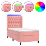 Casa si Gradina - Mobilier - Paturi si accesorii - Paturi - Pat cu arcuri, saltea si LED, roz, 90x190 cm, catifea - Infinity.ro