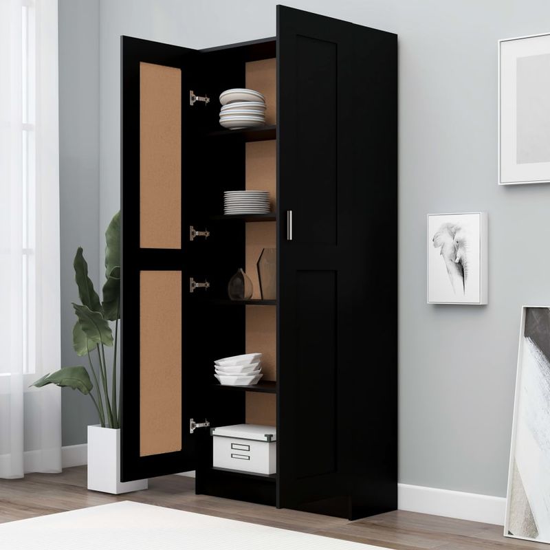 Casa si Gradina - Mobilier - Biblioteci si rafturi - Biblioteci - Biblioteca, negru, 82,5 x 30,5 x 185,5 cm, PAL - Infinity.ro