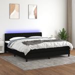 Casa si Gradina - Mobilier - Paturi si accesorii - Paturi - Pat cu arcuri, saltea si LED, negru, 160x200 cm, textil - Infinity.ro