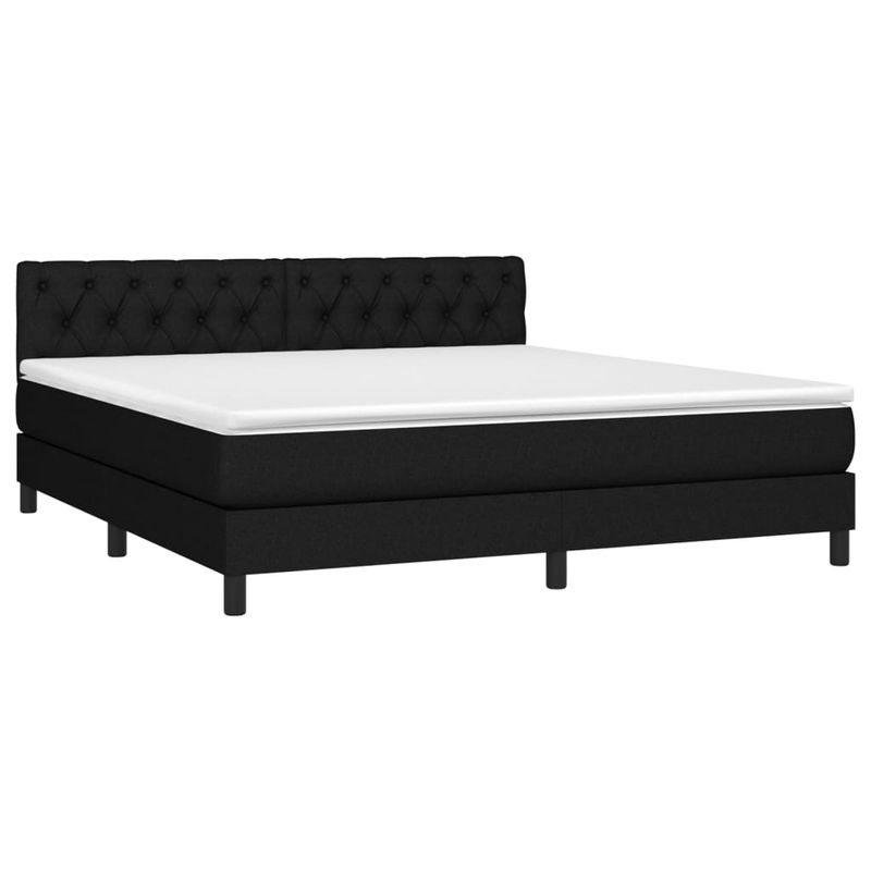 Casa si Gradina - Mobilier - Paturi si accesorii - Paturi - Pat cu arcuri, saltea si LED, negru, 160x200 cm, textil - Infinity.ro