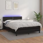 Casa si Gradina - Mobilier - Paturi si accesorii - Paturi - Pat continental cu saltea & LED, negru, 140x190 cm, piele eco - Infinity.ro