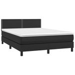 Casa si Gradina - Mobilier - Paturi si accesorii - Paturi - Pat continental cu saltea & LED, negru, 140x190 cm, piele eco - Infinity.ro