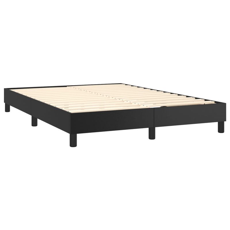 Casa si Gradina - Mobilier - Paturi si accesorii - Paturi - Pat continental cu saltea & LED, negru, 140x190 cm, piele eco - Infinity.ro
