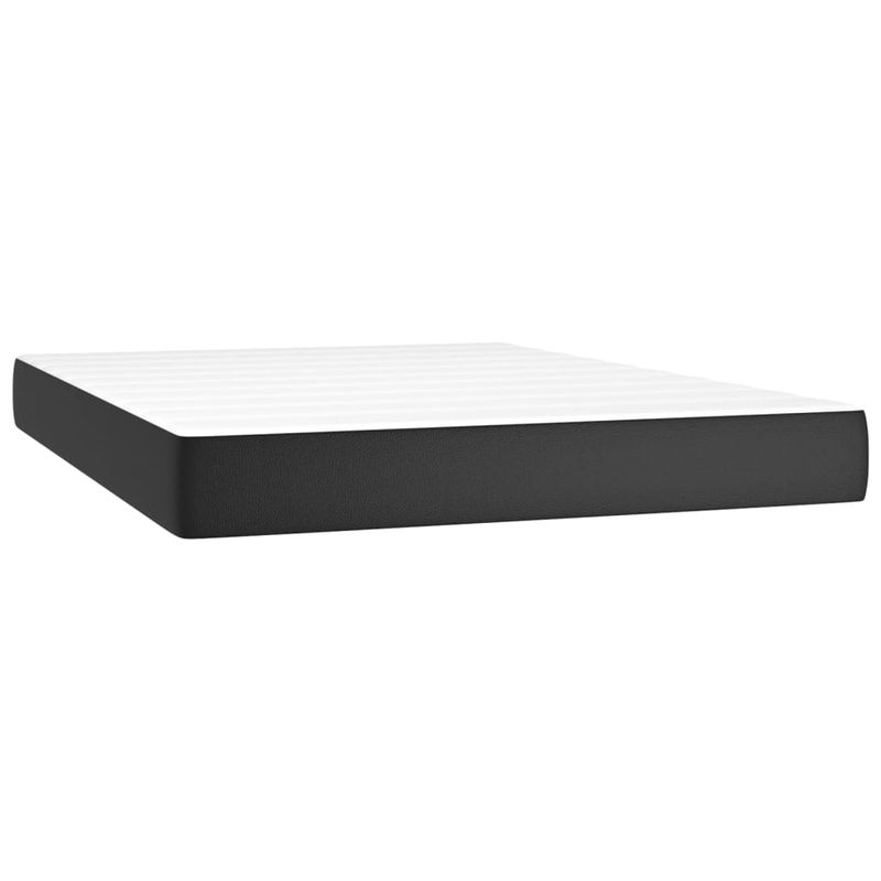 Casa si Gradina - Mobilier - Paturi si accesorii - Paturi - Pat continental cu saltea & LED, negru, 140x190 cm, piele eco - Infinity.ro