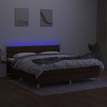 Casa si Gradina - Mobilier - Paturi si accesorii - Paturi - Pat cu arcuri, saltea si LED, maro inchis, 160x200 cm, textil - Infinity.ro