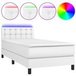 Casa si Gradina - Mobilier - Paturi si accesorii - Paturi - Pat continental cu saltea & LED, alb, 90x200 cm, piele eco - Infinity.ro