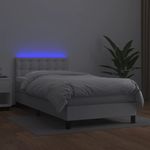 Casa si Gradina - Mobilier - Paturi si accesorii - Paturi - Pat continental cu saltea & LED, alb, 90x200 cm, piele eco - Infinity.ro