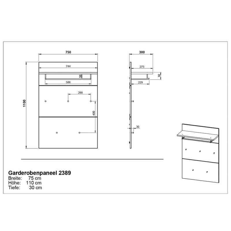 Casa si Gradina - Mobilier - Organizare si depozitare - Cuiere - Germania Cuier de haine GW-Frisco, 75x30x110 cm stejar Grandson si alb - Infinity.ro