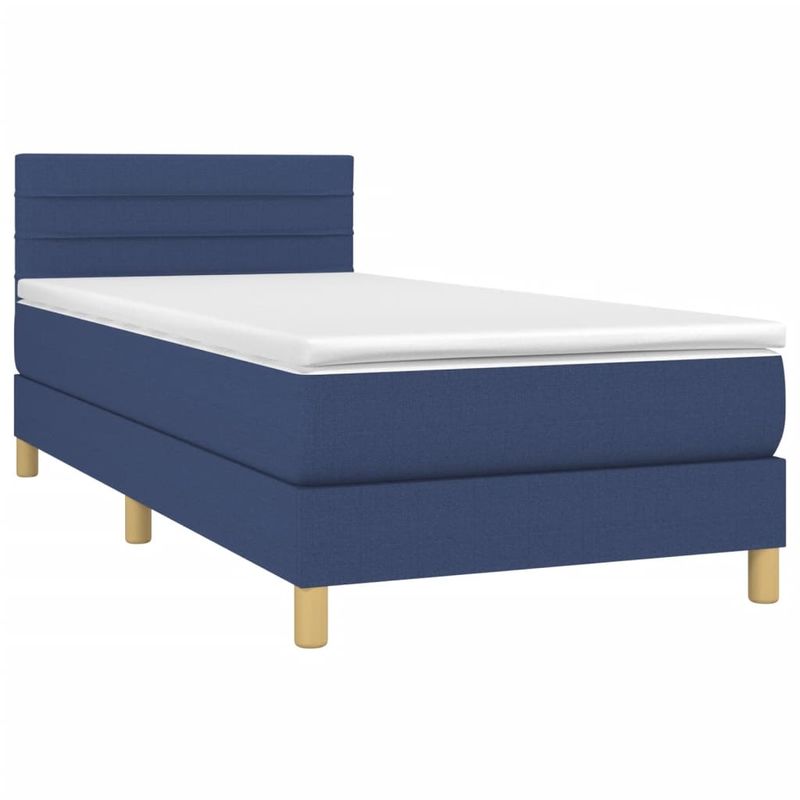 Casa si Gradina - Mobilier - Paturi si accesorii - Paturi - Pat box spring cu saltea, albastru, 100x200 cm, textil - Infinity.ro