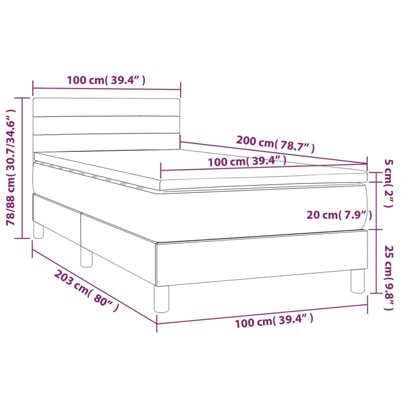 Casa si Gradina - Mobilier - Paturi si accesorii - Paturi - Pat box spring cu saltea, albastru, 100x200 cm, textil - Infinity.ro