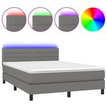 Casa si Gradina - Mobilier - Paturi si accesorii - Paturi - Pat cu arcuri, saltea si LED, gri inchis, 140x200 cm, textil - Infinity.ro