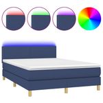 Casa si Gradina - Mobilier - Paturi si accesorii - Paturi - Pat cu arcuri, saltea si LED, albastru, 140x200 cm, textil - Infinity.ro