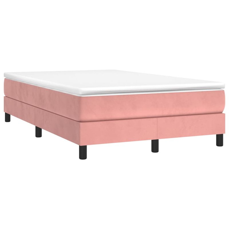 Casa si Gradina - Mobilier - Paturi si accesorii - Paturi - Pat box spring cu saltea, roz, 120x200 cm, catifea - Infinity.ro