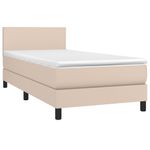 Casa si Gradina - Mobilier - Paturi si accesorii - Paturi - Pat continental cu saltea si LED cappuccino 80x200 cm piele eco - Infinity.ro