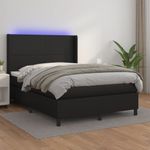 Casa si Gradina - Mobilier - Paturi si accesorii - Paturi - Pat cu arcuri, saltea si LED, negru, 140x200cm, piele ecologica - Infinity.ro