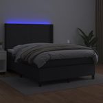 Casa si Gradina - Mobilier - Paturi si accesorii - Paturi - Pat cu arcuri, saltea si LED, negru, 140x200cm, piele ecologica - Infinity.ro