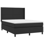 Casa si Gradina - Mobilier - Paturi si accesorii - Paturi - Pat cu arcuri, saltea si LED, negru, 140x200cm, piele ecologica - Infinity.ro