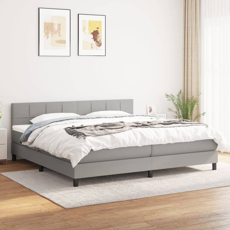 Casa si Gradina - Mobilier - Paturi si accesorii - Paturi - Pat continental, gri deschis, 180x200 cm, material textil - Infinity.ro