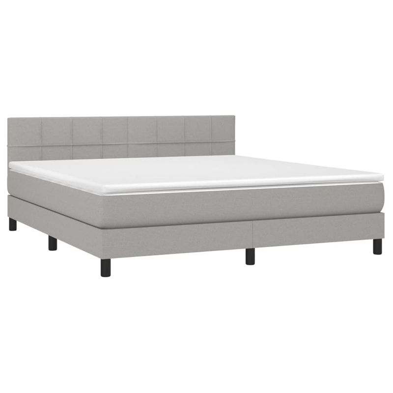 Casa si Gradina - Mobilier - Paturi si accesorii - Paturi - Pat continental, gri deschis, 180x200 cm, material textil - Infinity.ro