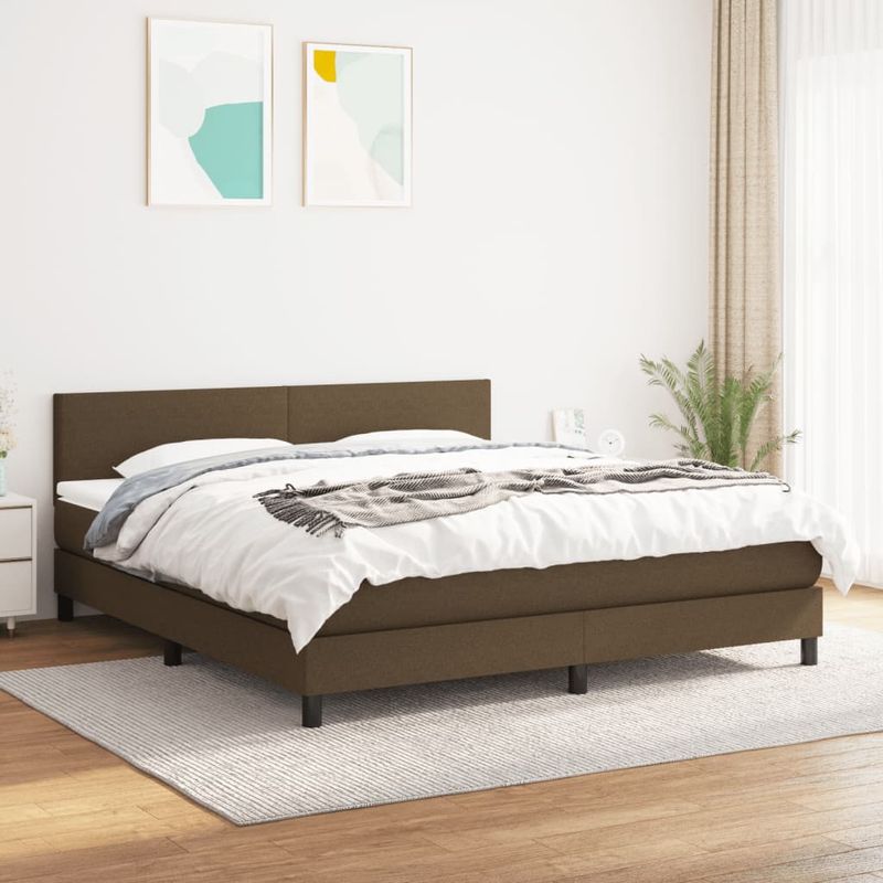 Casa si Gradina - Mobilier - Paturi si accesorii - Paturi - Pat continental cu saltea maro inchis 180x200cm material textil - Infinity.ro