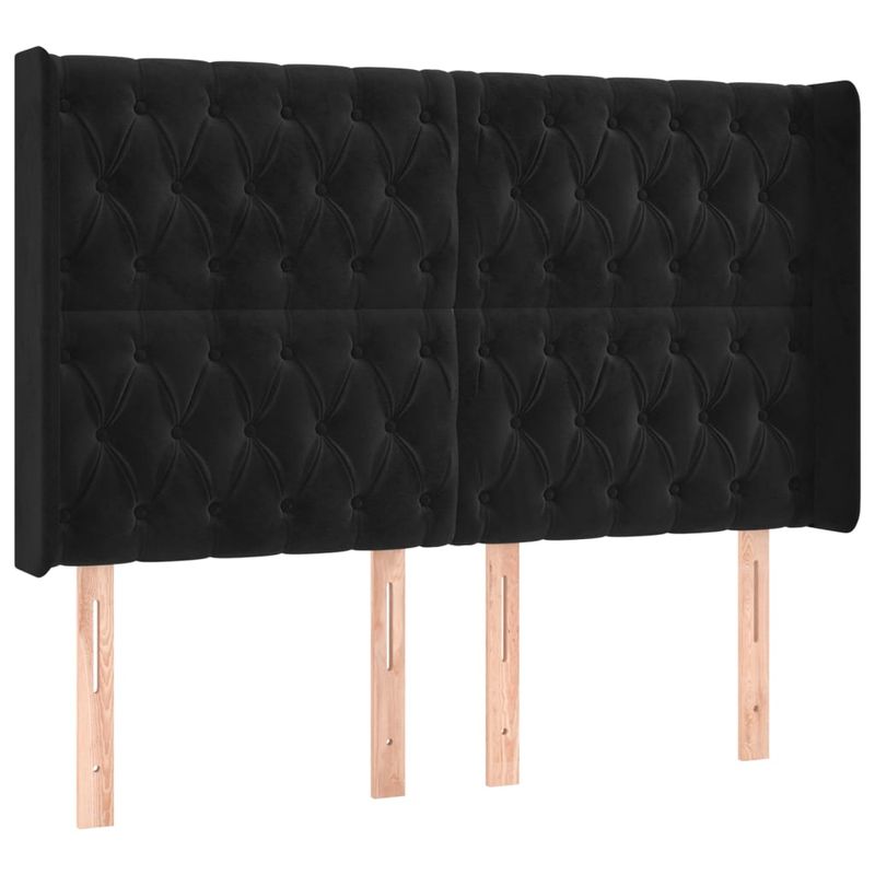 Casa si Gradina - Mobilier - Paturi si accesorii - Paturi - Pat cu arcuri, saltea si LED, negru, 140x190 cm, catifea - Infinity.ro